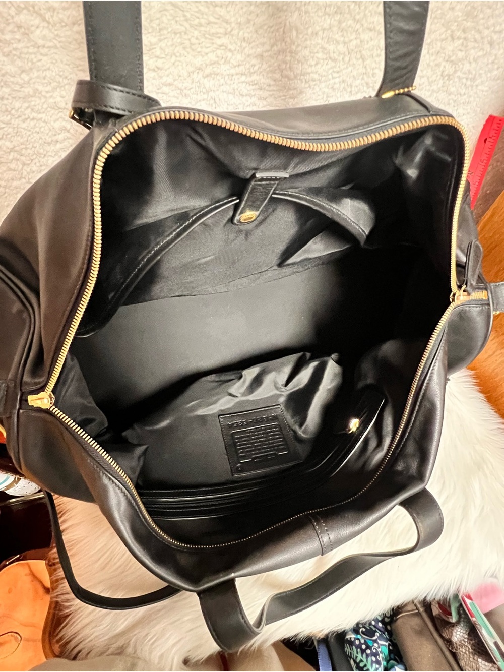 Vintage Coach Black Leather Duffel Bag for Men - Picture 7 of 14